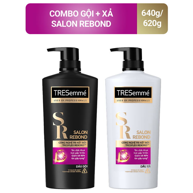 Combo Dầu Gội 640gr Và Dầu Xả 620gr TRESemmé Salon Rebond Công Nghệ Tái Kết Nối Ngăn Ngừa Gãy Rụng