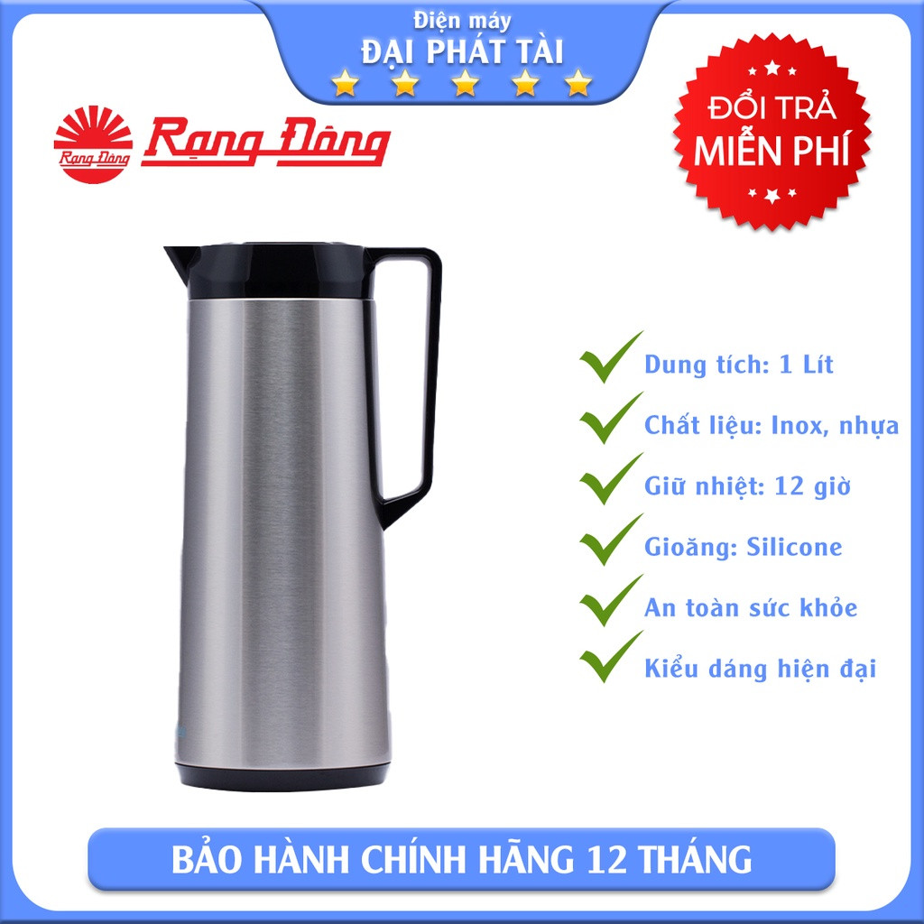 Bình Thủy Inox Rạng Đông RD1040 ST2.E - Trắng (1L)