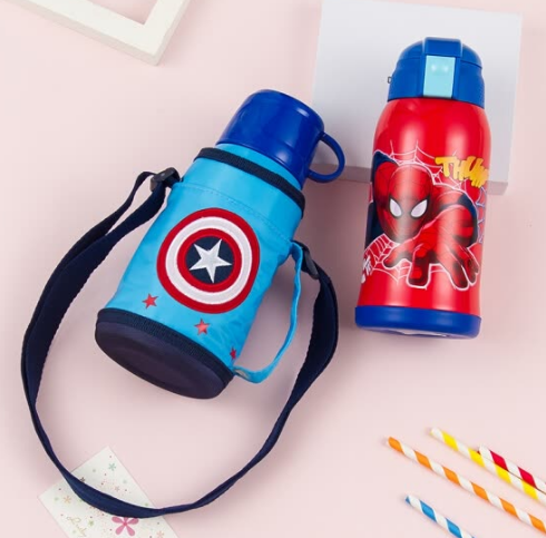 Bình Nước Trẻ Em Có Túi Thêu Nhân Vật Hoạt Hình