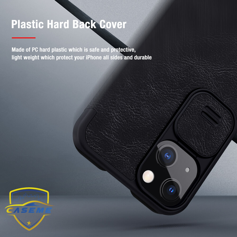 Bao da dành cho iPhone 13 hàng chính hãng Nillkin QIN có nắp trượt bảo vệ camera