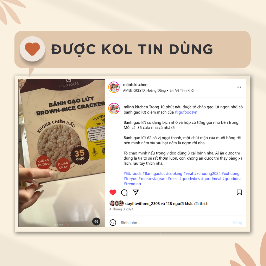 Bánh gạo lứt GUfoods (300g) - Không chiên dầu, Không đường, Từ gạo và ngũ cốc nguyên hạt, Lành mạnh, Phù hợp Eat clean, Ăn vặt healthy, Thực dưỡng, Tập gym, Thuần chay, Đa dạng hương vị