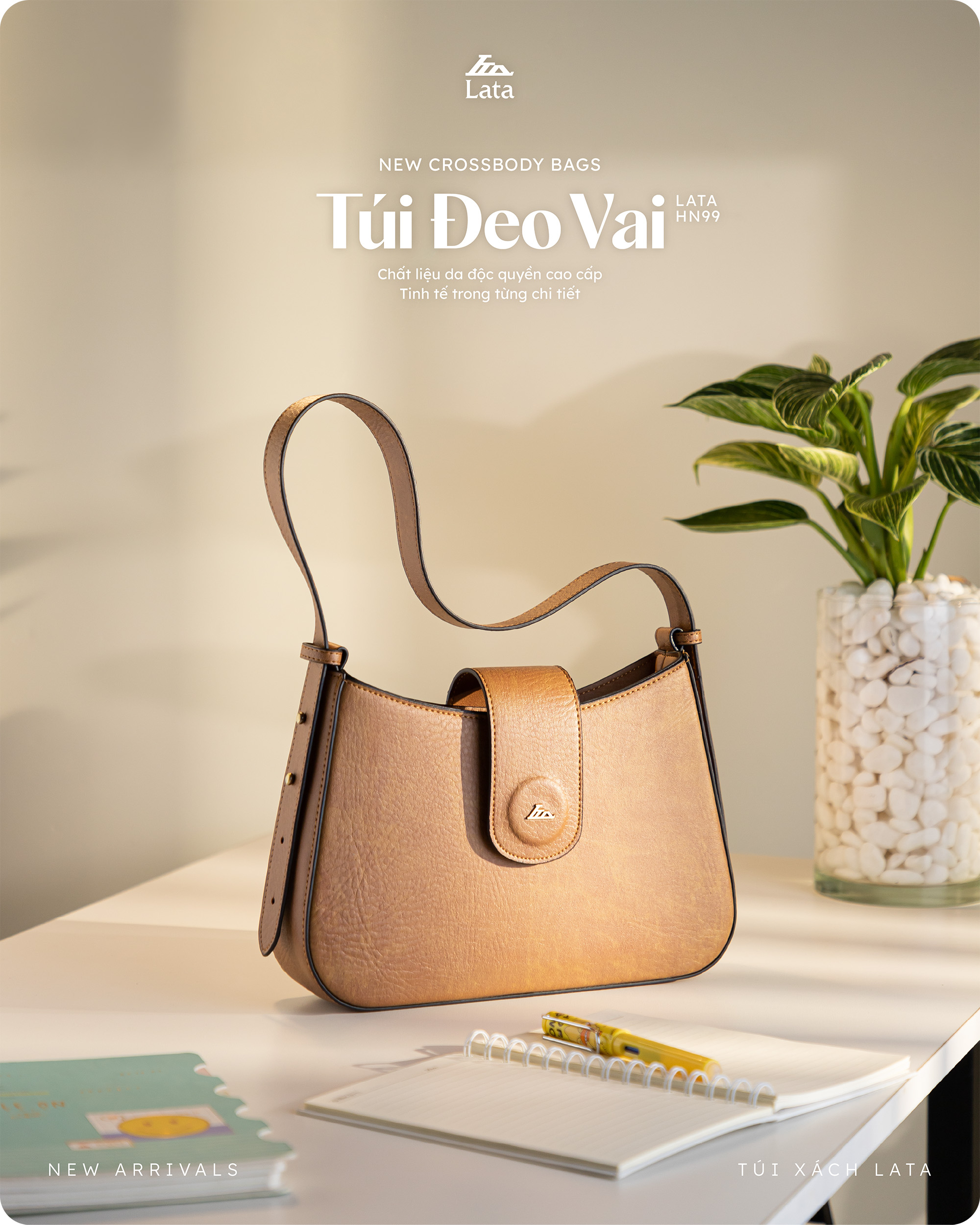 Túi Lata ( Thời trang nữ đi chơi size 27 - Túi đeo chéo da HN99 )