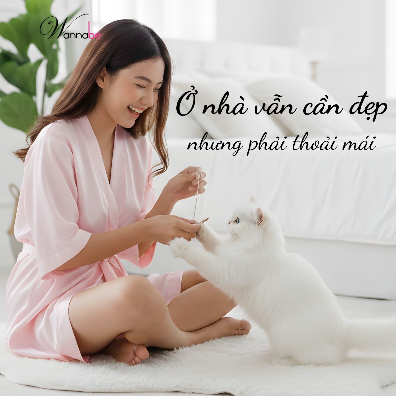Áo choàng ngủ WANNABE KI010 áo khoác ngủ kimono dạng cơ bản trơn đơn giản dễ mặc sang trọng
