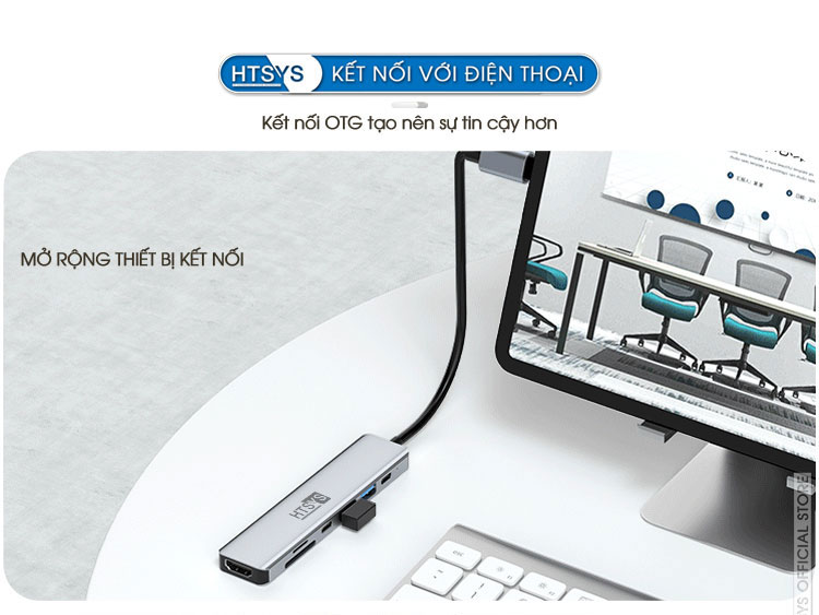 hub usb type c, hub chuyển đổi usb type c ht sys