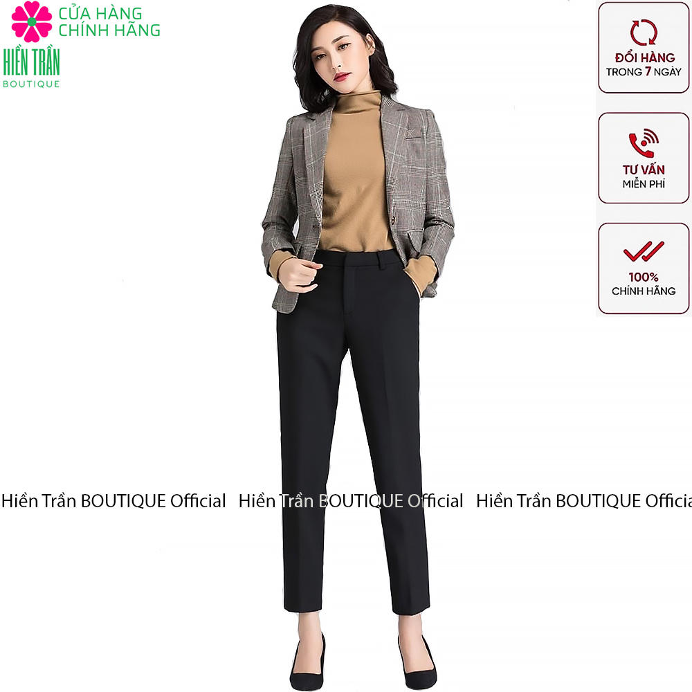 Quần âu nữ công sở Hiền Trần BOUTIQUE vải trượt Thái mềm mại, co giãn, tôn dáng chuẩn VNXK