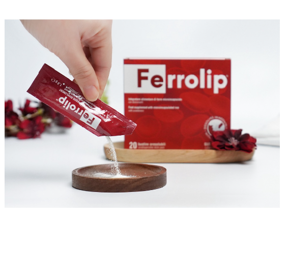 Sắt Bột Buccal Tan Ngay Trong Miệng Ferrolip Hộp 20 gói giành cho người thiếu máu đặc biệt các mẹ sau sinh