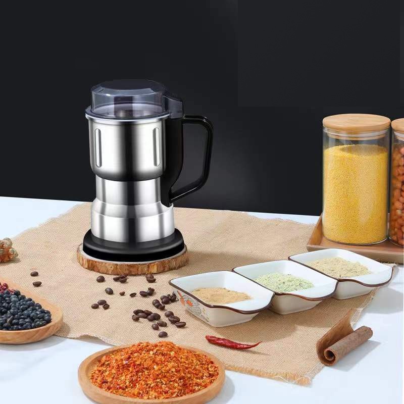 Máy Xay Hạt Tiêu Hạt Cafe Hạt Khô Gia Vị Đa Năng Công Suất 250w 8 Lưỡi Dao Cực Bén Chất Liệu Cối Inox - Hàng Nhập Khẩu