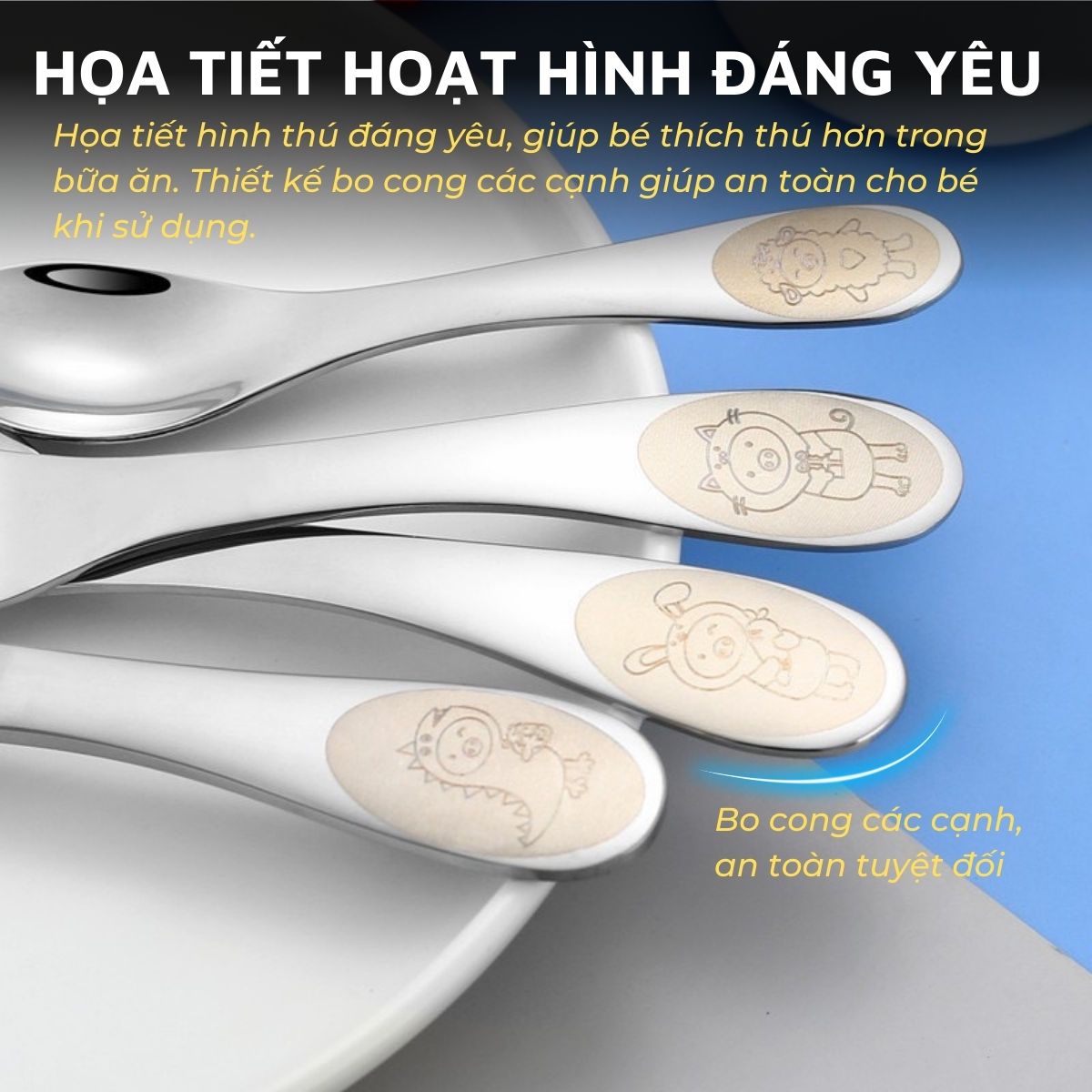 Bộ dao thìa nĩa tập ăn cho bé DandiHome inox 304 cao cấp - Có các lựa chọn