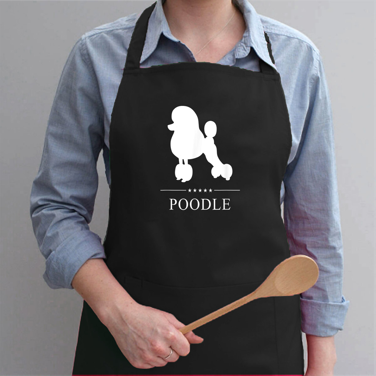 Tạp Dề Làm Bếp In Hình Poodle White Silhouette- Hàng Cao Cấp