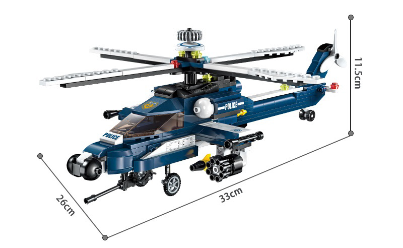 Hộp 8 bộ đồ chơi lắp ráp Trực thăng tấn công 8in1 Qman 1801 (381 chi tiết)