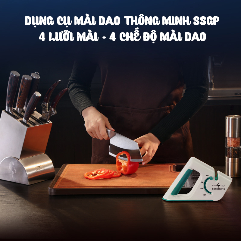 Dụng cụ mài dao thông minh 4 chế độ SSGP - 4 chế độ mài được mọi dụng cụ nấu bếp trong nhà