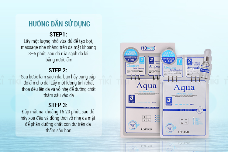 Hộp 10 Miếng Mặt Nạ Dưỡng Da 3 Bước Rainbow L'Affair Aqua Skin Renewal