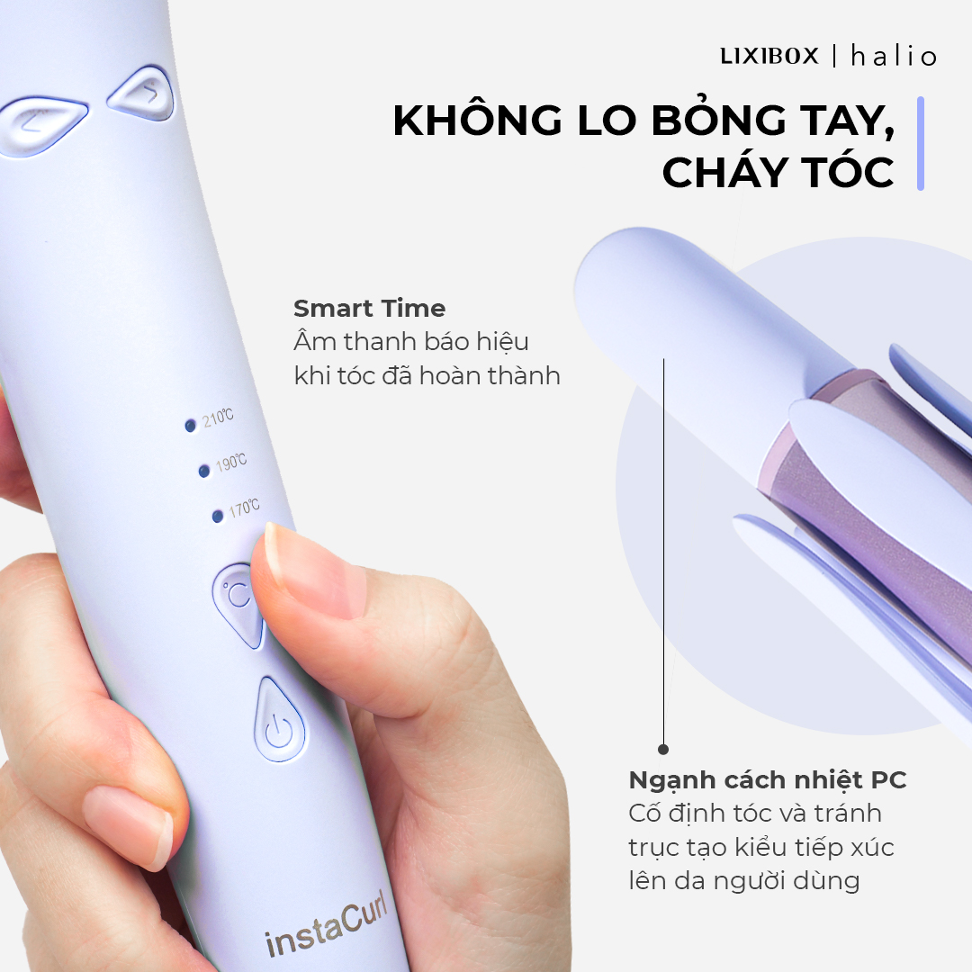 Máy Uốn Tóc Halio instaCurl Premium Automatic Hair Styler Tự Động Xoay - Bóng Mượt x18 lần, Trục 32 mm