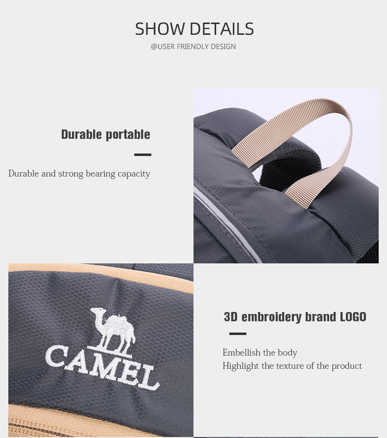 Túi leo núi chống thấm nước ngoài trời CAMEL Balo đi bộ đường dài 30L dành cho nam và nữ Balo du lịch thể thao giải trí