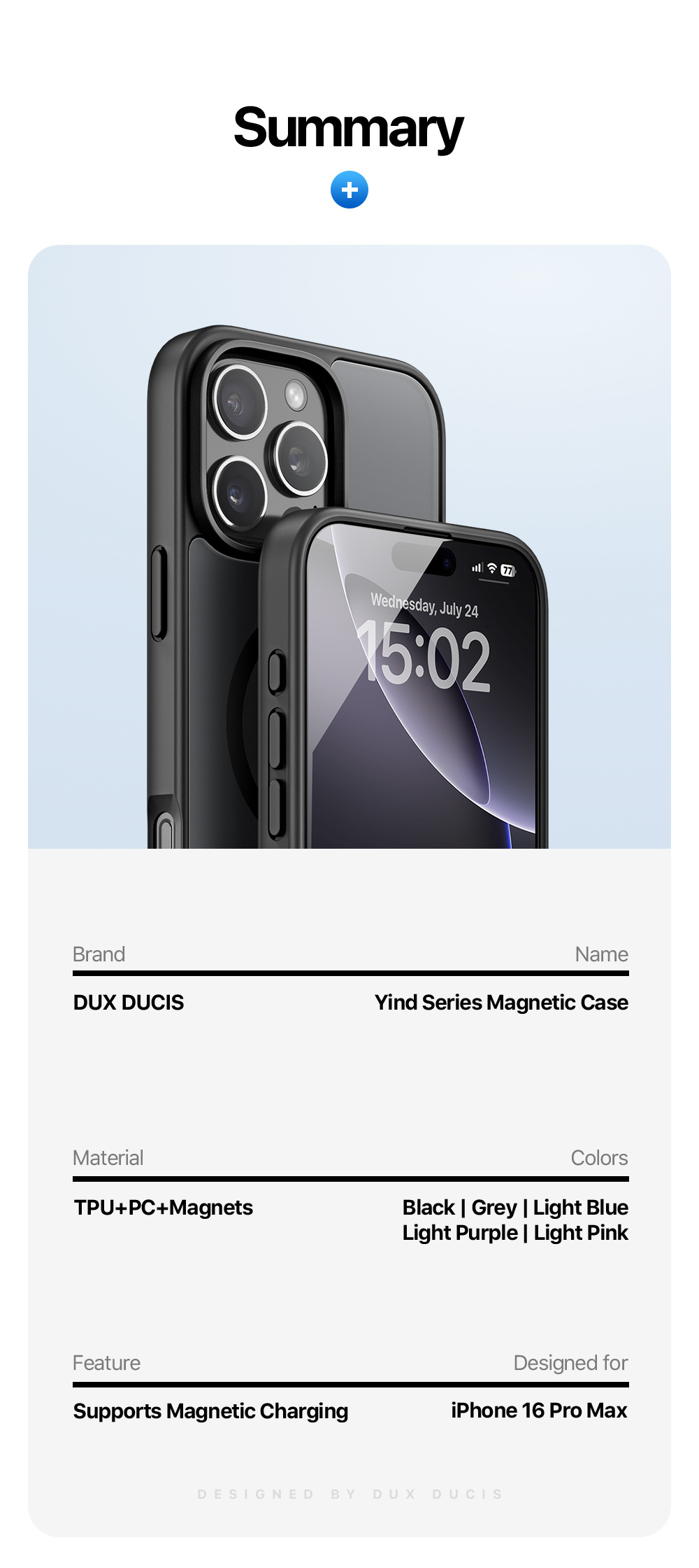 Ốp Lưng Sạc Từ Tính cho iPhone 16 Pro/ 16 Pro Max/ iphone 16/ 16 Plus Dux Ducis Yind Series, chống sốc, chống vân tay_ Hàng chính hãng