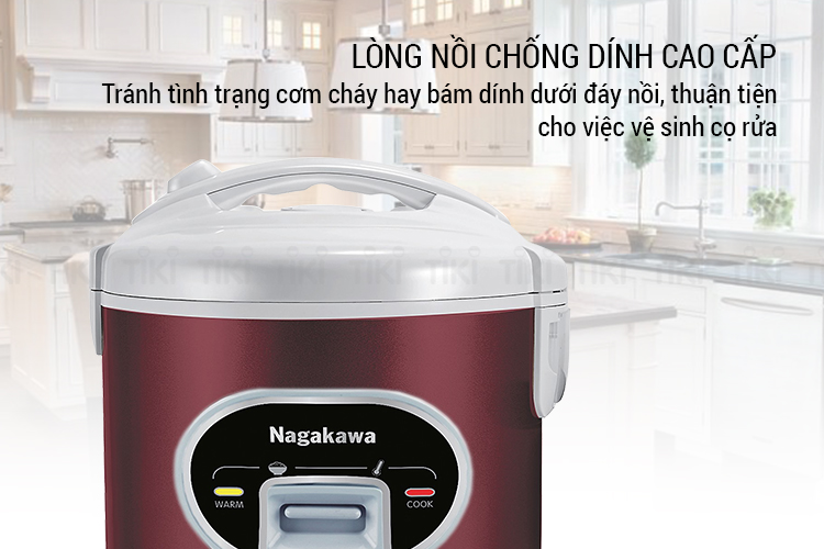 Nồi Cơm Điện Nắp Gài Nagakawa NAG0110 - Màu ngẫu nhiên (1.8 Lít) - Hàng Chính Hãng