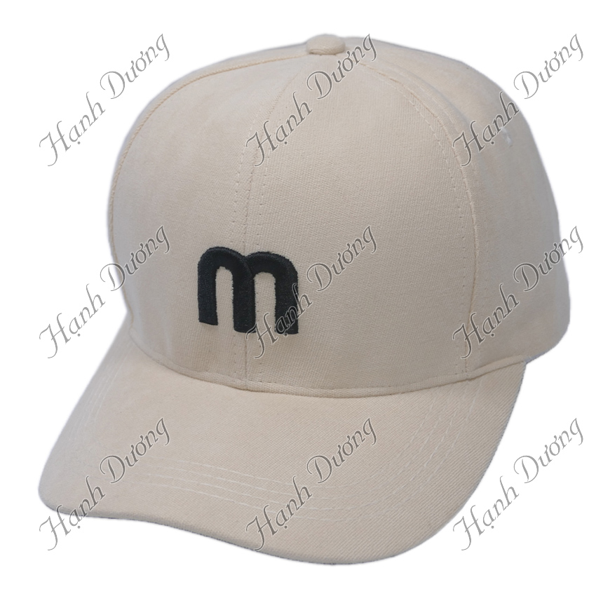 Mũ lưỡi trai nhung thêu chữ M nón kết nhung phong cách UIzzang form unisex nam nữ thời trang