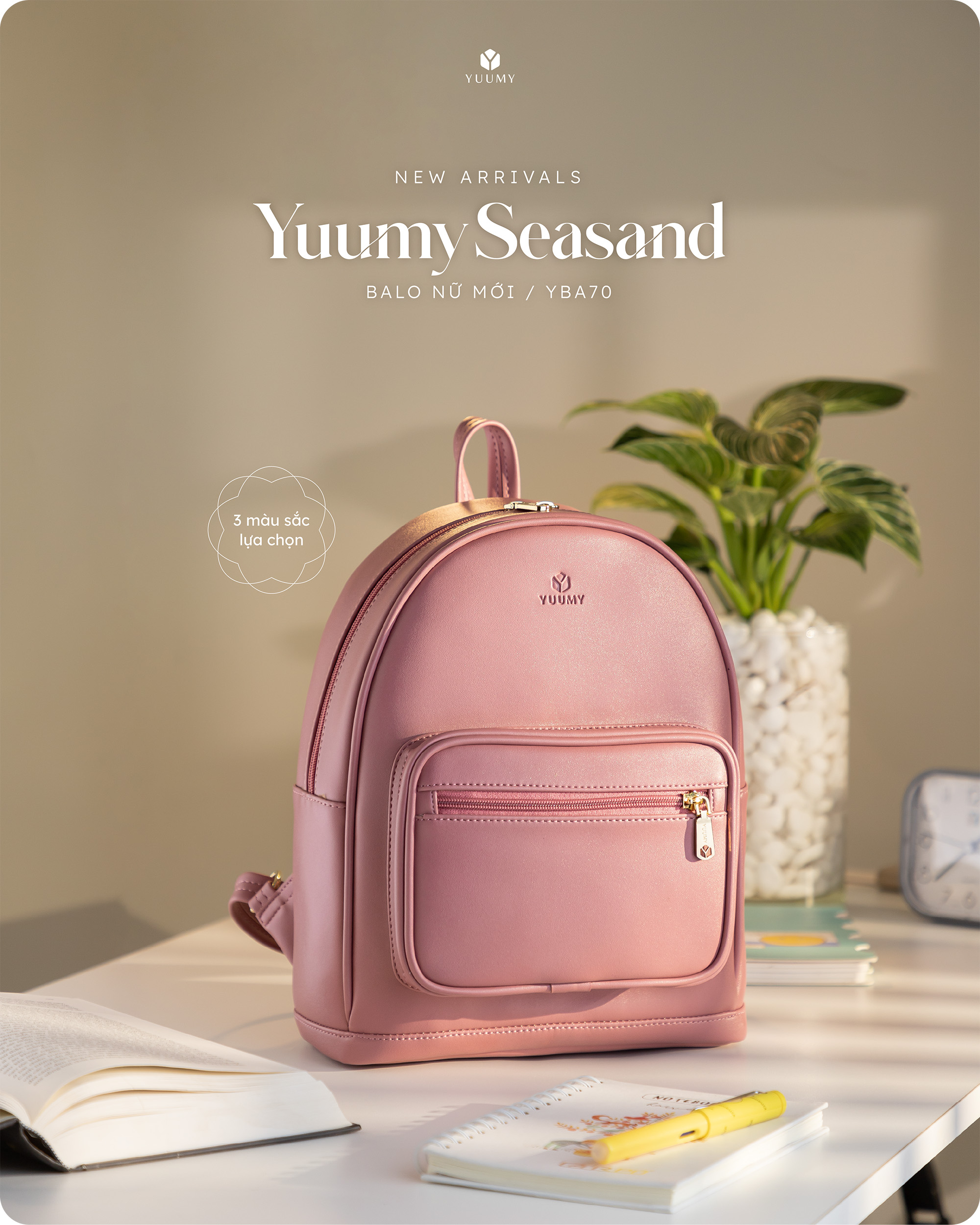 Balo Yuumy ( Thời trang nữ tiện lợi cỡ trung - Balo da Seasand YBA70 )