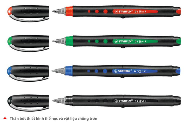 Bộ 4 Bút bi ký STABILO bl@ck+ M 1.0mm xanh+ đỏ+ đen+ xanh lá (BLKM-C4)