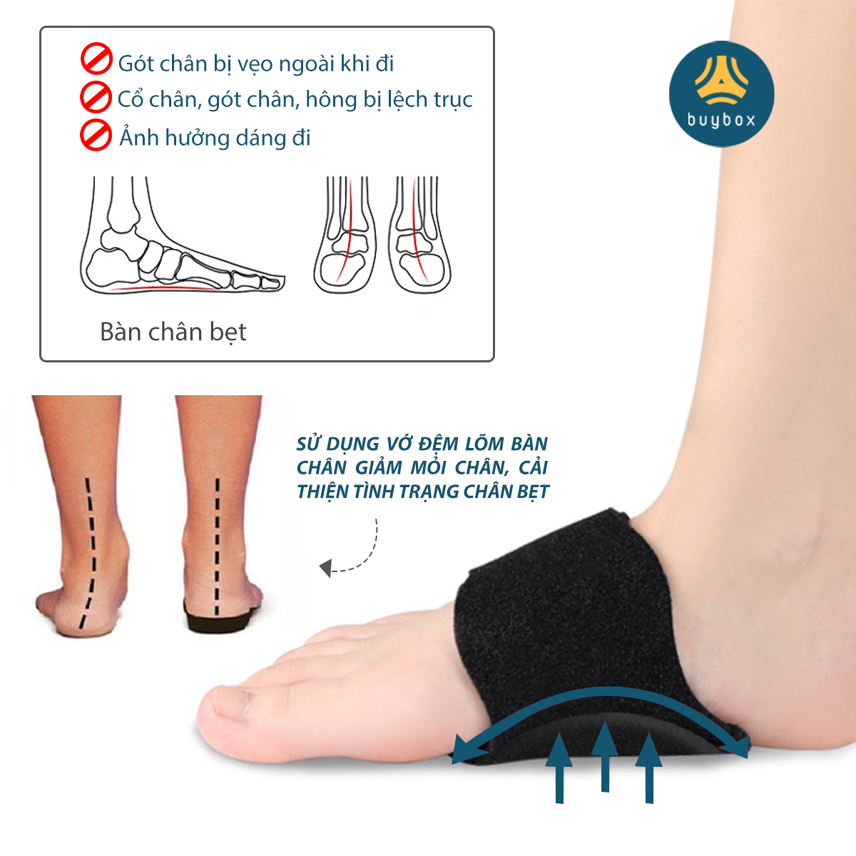 Vớ đệm lõm bàn chân giảm mỏi chân khi đi đứng quá lâu,  bảo vệ đôi chân của bạn - Buybox - BBPK289