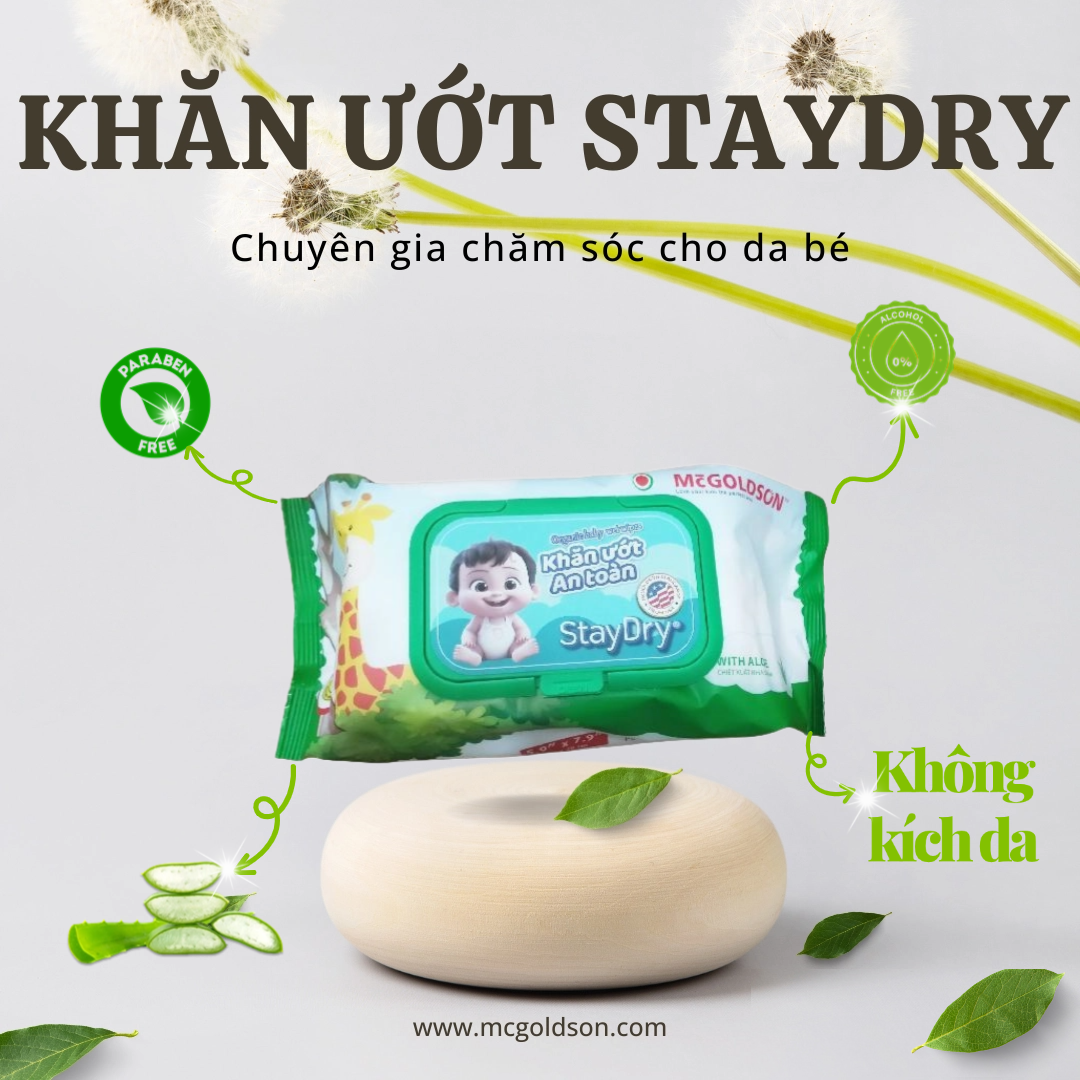 Khăn Giấy Ướt Cao Cấp Không Hương Staydry KU-STCC-KH100 (100 Tờ)