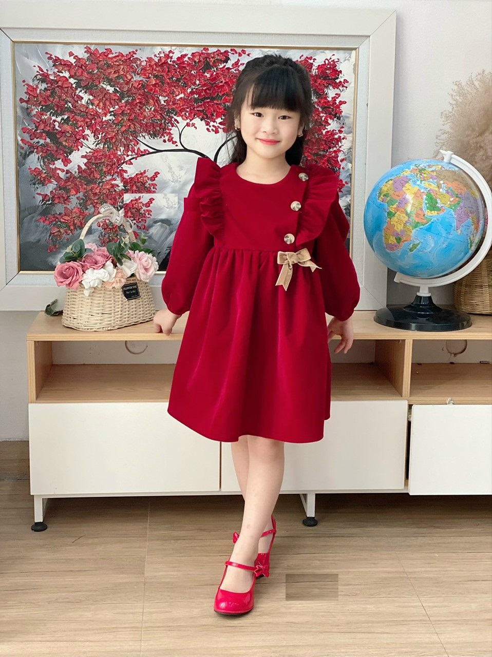 Váy nhung tăm cho bé từ 1  6 tuổi