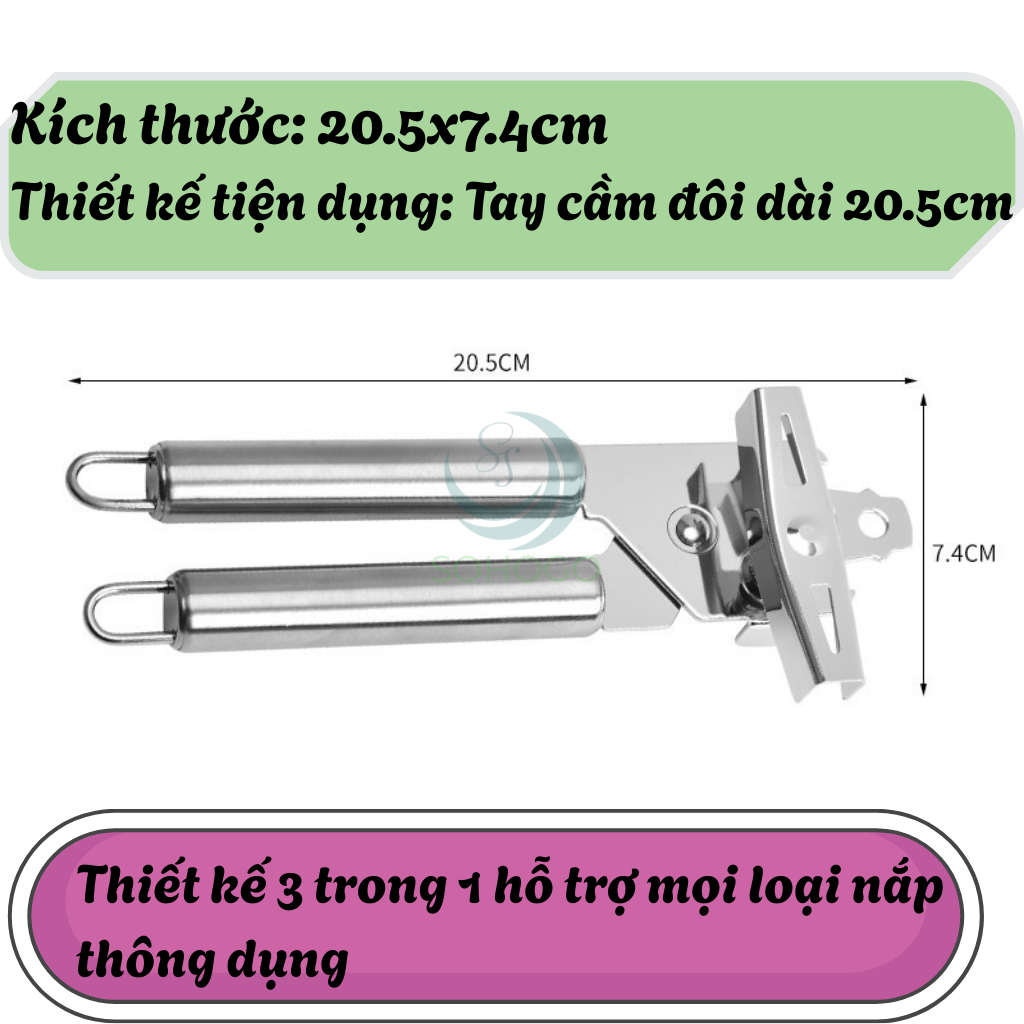 Dụng cụ khui đồ hộp thép không gỉ- Cần kẹp mở hộp đa năng tay cầm đôi