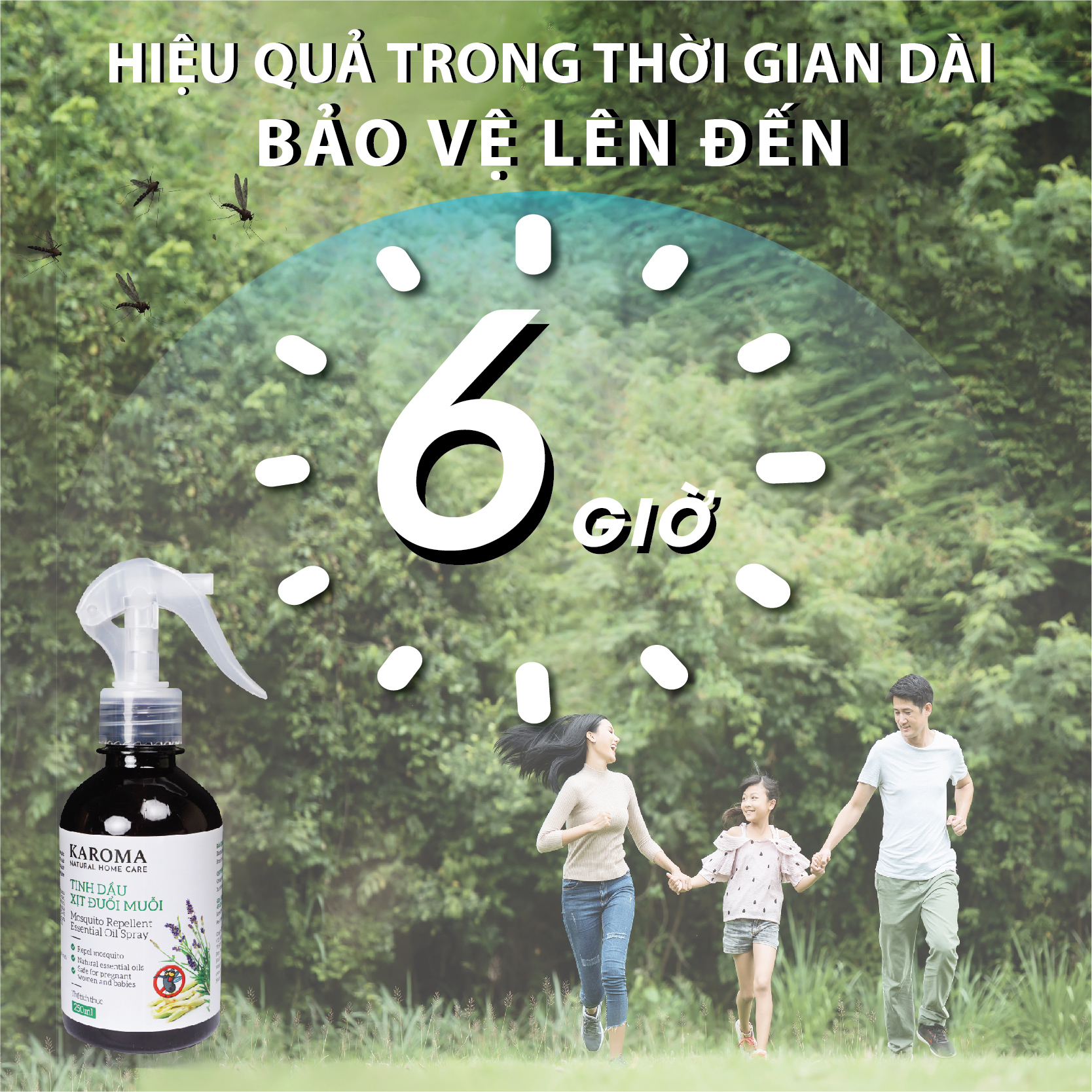 Bình Xịt Phòng Tinh Dầu Sả Chanh, Oải Hương, Bạc Hà Đuổi Muỗi, Côn Trùng, Kháng Khuẩn, Khử Mùi KAROMA 100ml (Chai) 6