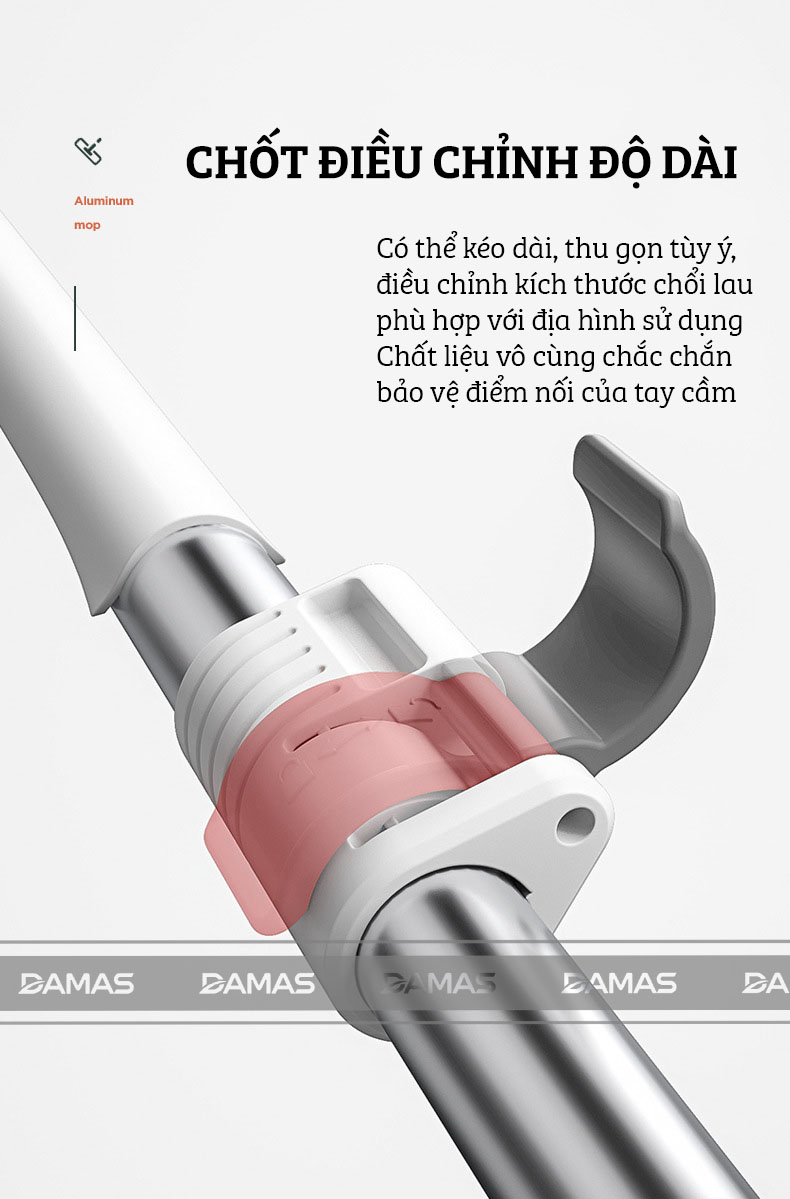 Cây Lau Nhà Thông Minh Hợp Kim Cao Cấp, Chổi Lau Nhà 360 Độ Lau Sạch Vắt Khô DAMAS CT2 - Bản Lau To Giúp Lau Sạch Nhanh Chóng, Khớp Xoay 180 Độ Linh Hoạt - Tự Động Gấp Gọn Tiện Lợi, Tích Hợp Thanh Lược Chải Làm Sạch Bông Lau Dễ Dàng Mà Không Cần Động Tay