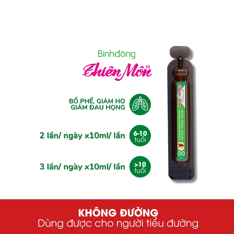 Bình Đông Thiên Môn Không đường ống 10ml - Giảm ho, Giảm đờm, Bổ phổi dạng ống tiện lợi