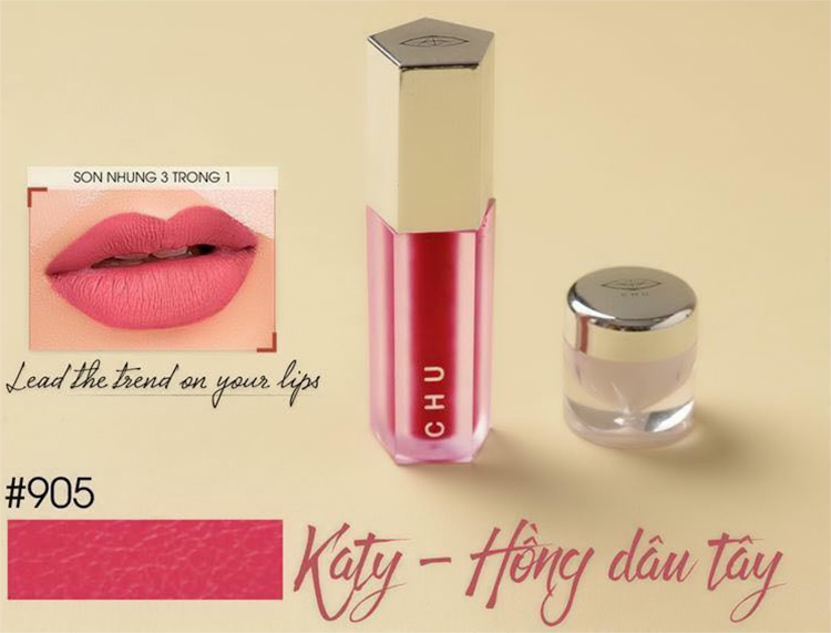 Son Nhung Chu Lipstick - Son Kem Lì Mượt Mịn & Bám Màu Lâu Trôi - Tặng Kèm Túi Và Son Dưỡng