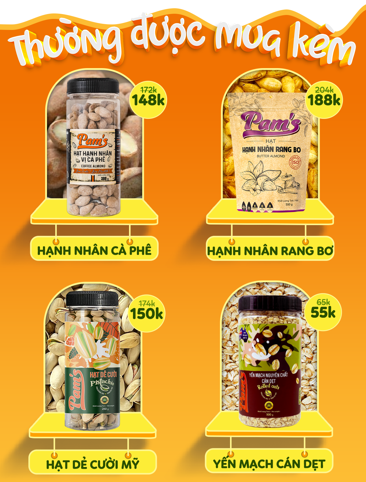 Hạt Dinh Dưỡng Tổng Hợp Mix 6 Loại Macca, Hạnh Nhân, Hạt Điều, Nhân Hạt Óc Chó, Hạt Bí, Nho Úc Pams