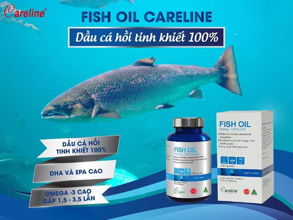 Viên uống dầu cá hồi Omega 3 Salmon Fish Oil Careline