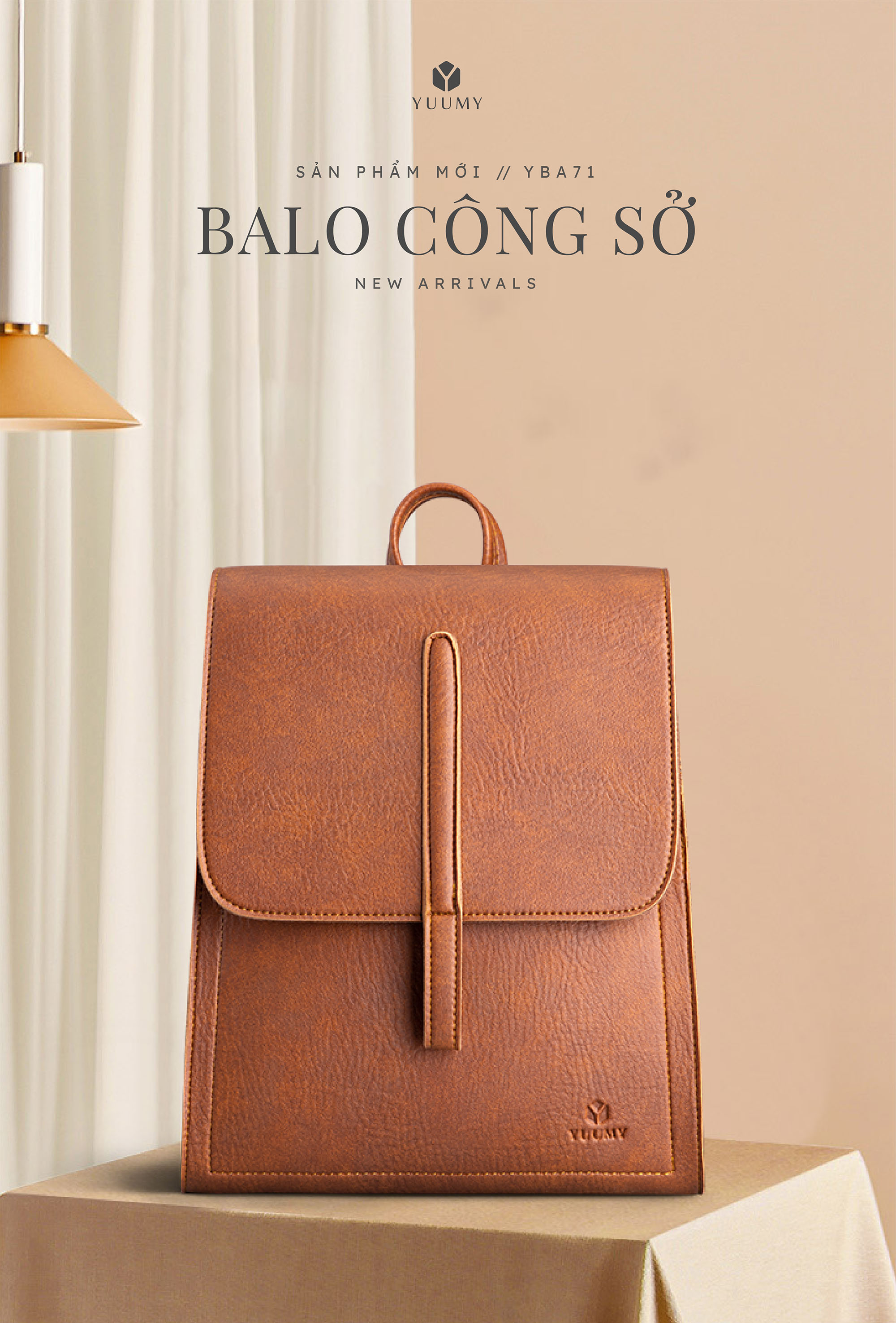 Balo Yuumy ( Thời trang nữ nắp gập tiện lợi cỡ trung - Balo da Seasand YBA71 )
