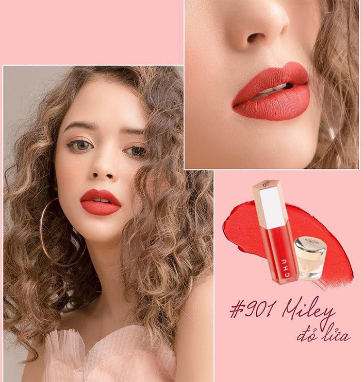 Son Nhung Chu Lipstick - Son Kem Lì Mượt Mịn & Bám Màu Lâu Trôi - Tặng Kèm Túi Và Son Dưỡng