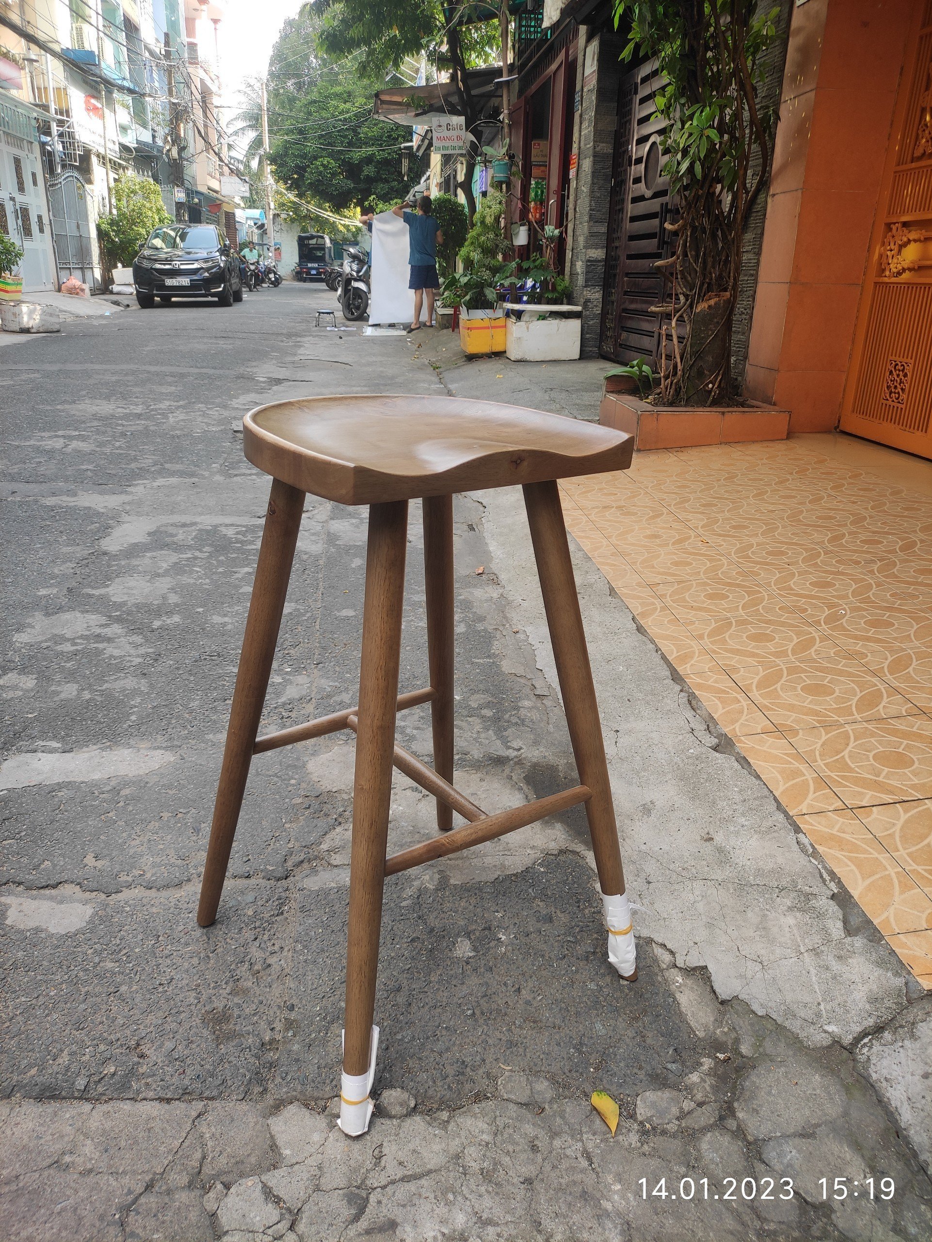 Ghế quầy bar gỗ không lưng tựa cao 75 cm chân cố định Ghế studio chụp ảnh đẹp CB Nemo-75W tại HCM