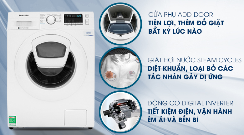 Máy Giặt Cửa Trước Inverter Samsung WW10K44G0YW/SV (10kg) - Hàng Chính Hàng - Chỉ Giao tại Hà Nội