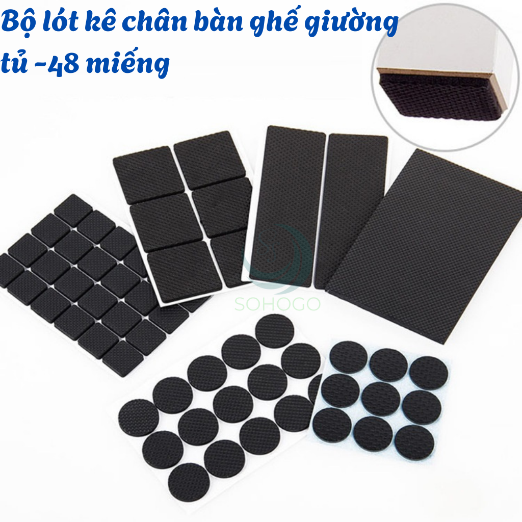 Bộ Lót Chân Nội Thất Đa Năng (48 Miếng) Miếng Lót Êm – Sàn Yên Tĩnh, Nhà Gọn Gàng Bộ Lót Chống Xước Siêu Bám – Chân Bàn Ghế “Không Làm Phiền” Chân Êm Sàn Mượt – Combo 48 Miếng Lót Nội Thất