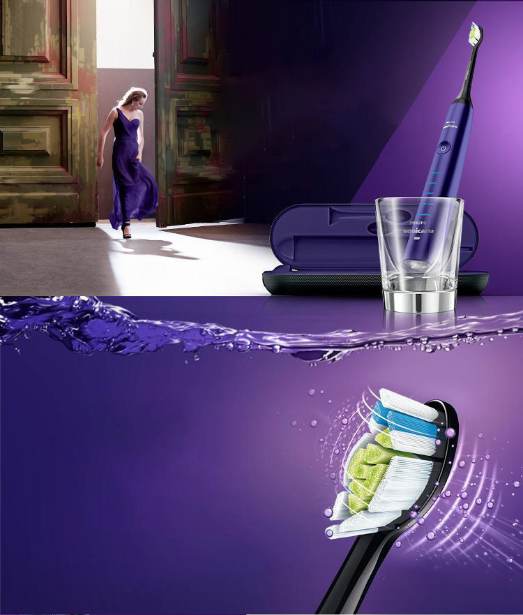 Philips (PHILIPS) electric toothbrush HX9372 / 04 diamond bright white type charging adult acoustic shock charm purple diamond
