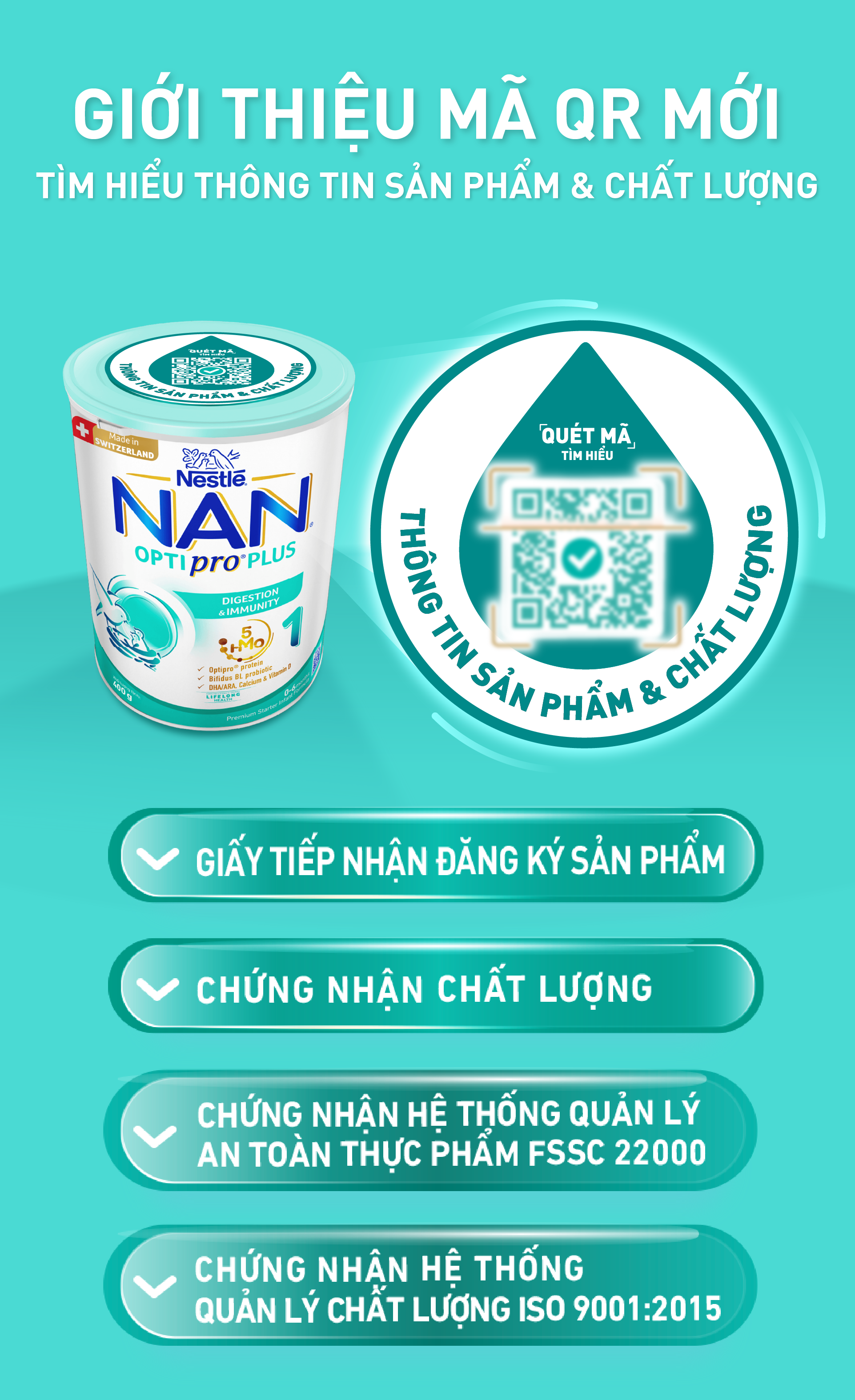 Sữa bột Nestlé NAN OPTIPRO PLUS 1 400G/lon với 5HMO Sản Xuất tại Thụy Sĩ (0 - 6 tháng)