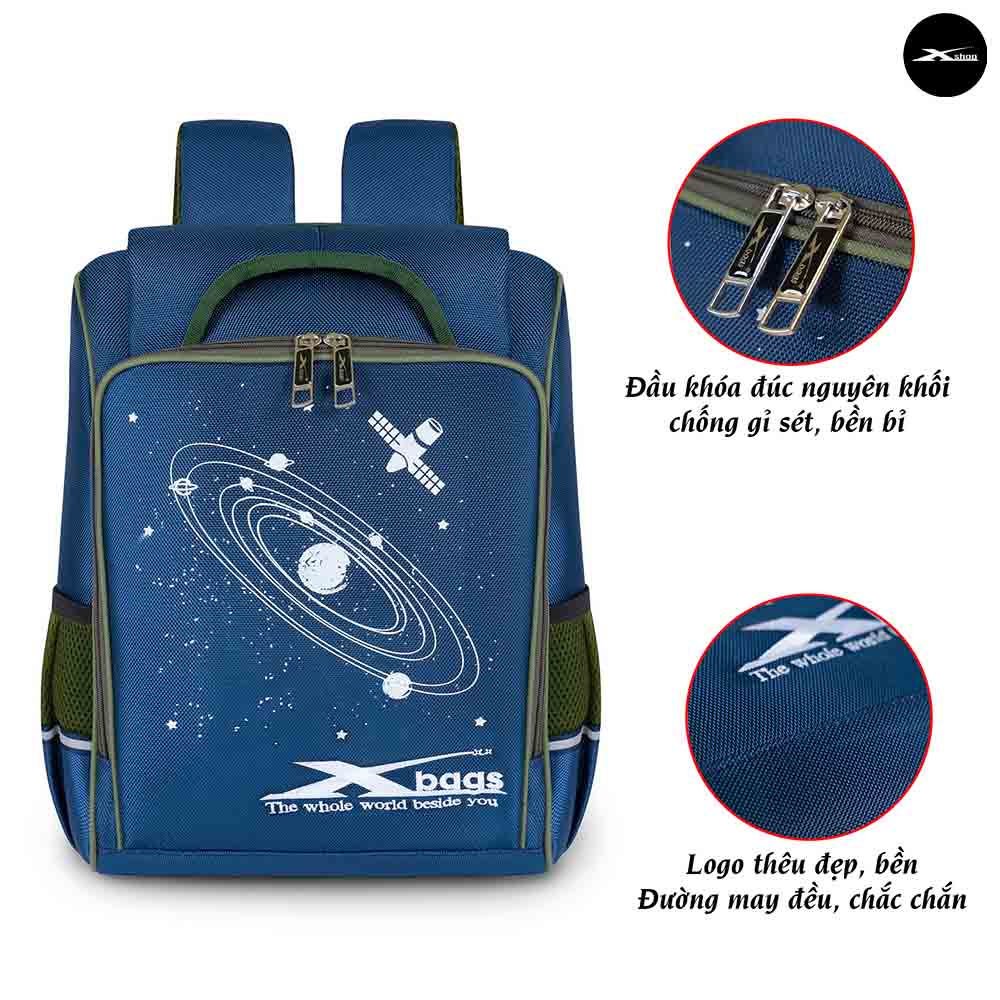 Balo Tiểu Học Xbags Universe XB 3104 - Cặp Sách Chống Gù Siêu Nhẹ Cho Bé Trai, Thiết Kế Công Thái Học Bảo Vệ Cột Sống, Vải Bền Đẹp