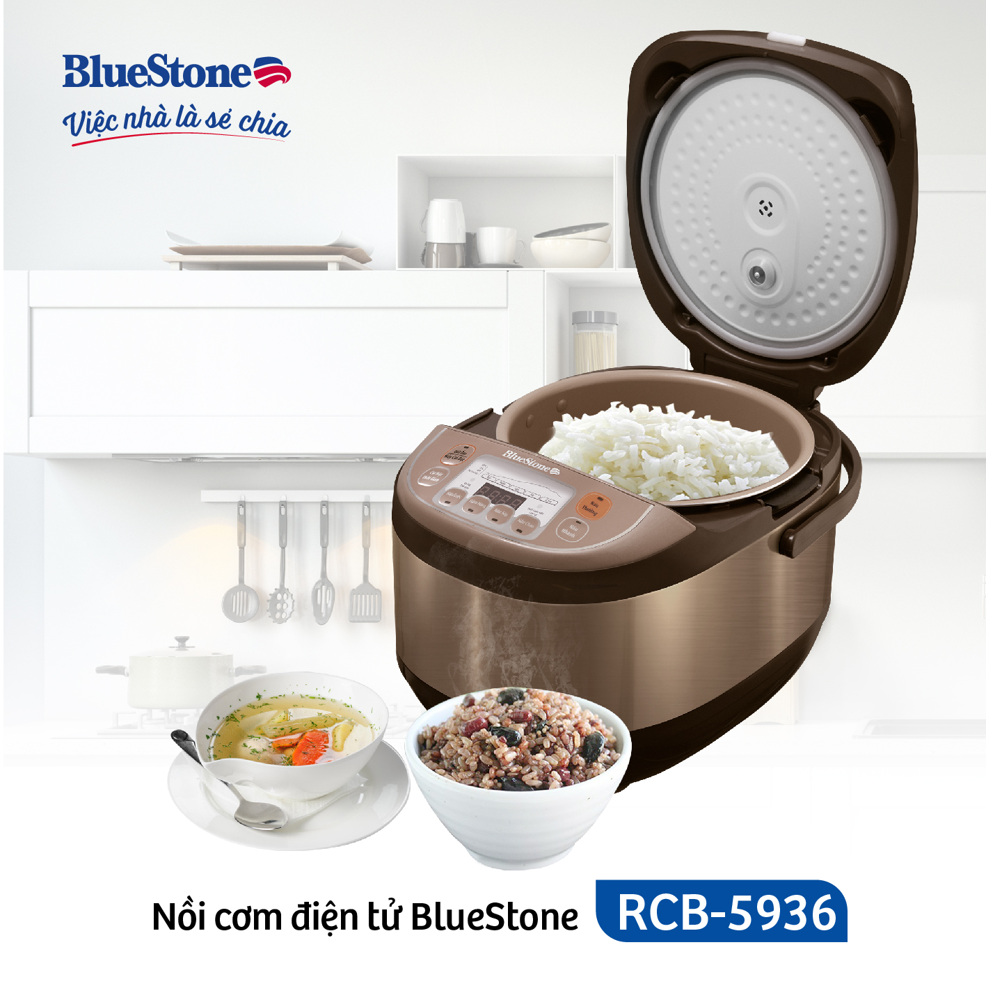 Nồi Cơm Điện Tử Bluestone RCB-5936 (1.8 Lít) - Hàng Chính Hãng