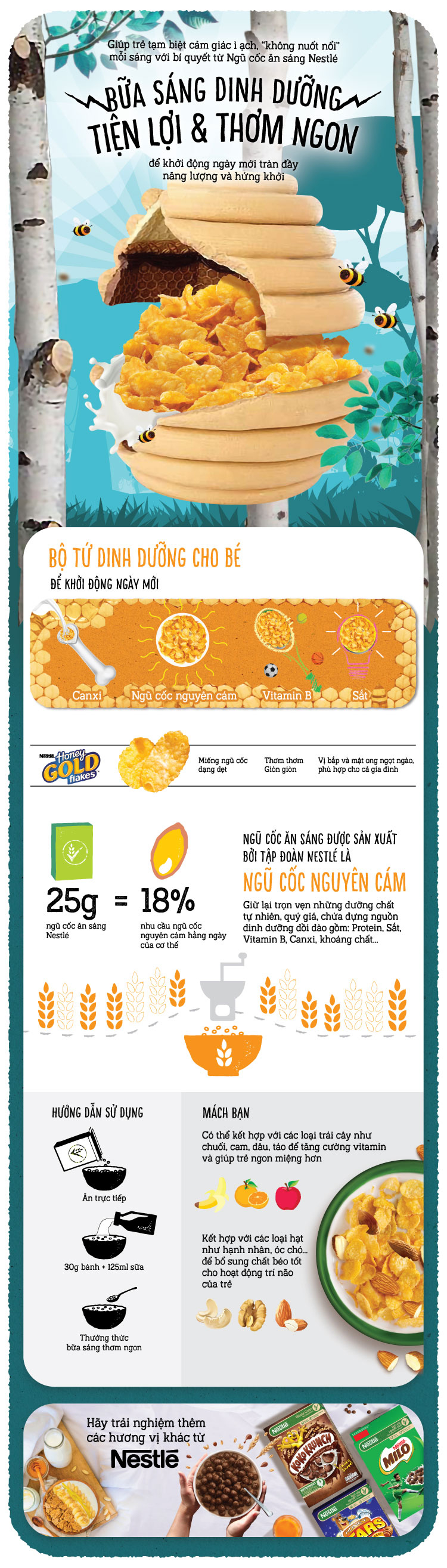 Ngũ Cốc Ăn Sáng Bắp Và Mật Ong Nestlé Honey Gold Flakes