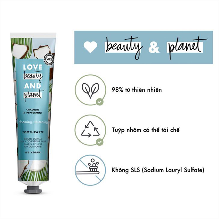 Kem Đánh Răng Love Beauty And Planet Trắng Sáng Rạng Ngời 96g