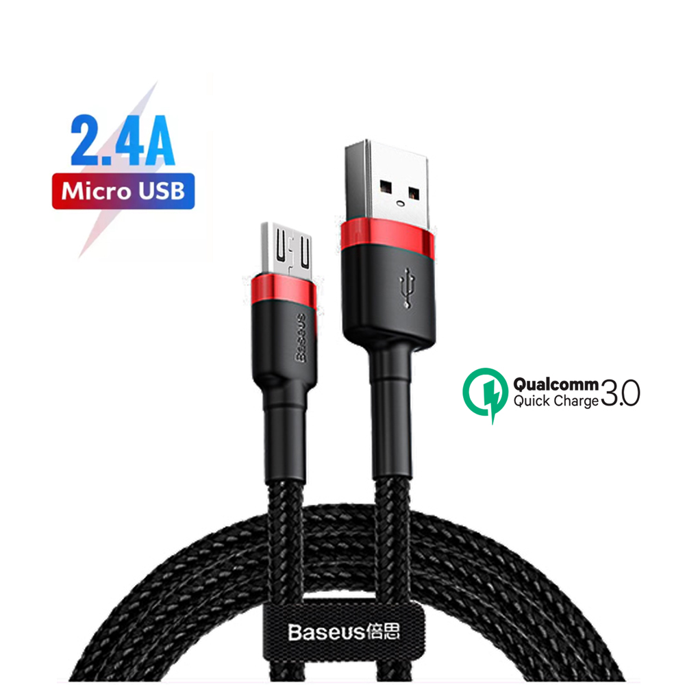 Cáp sạc nhanh Baseus Cafule Micro USB (2.4A, Quick charge 3.0) siêu bền -Hàng Chính Hãng