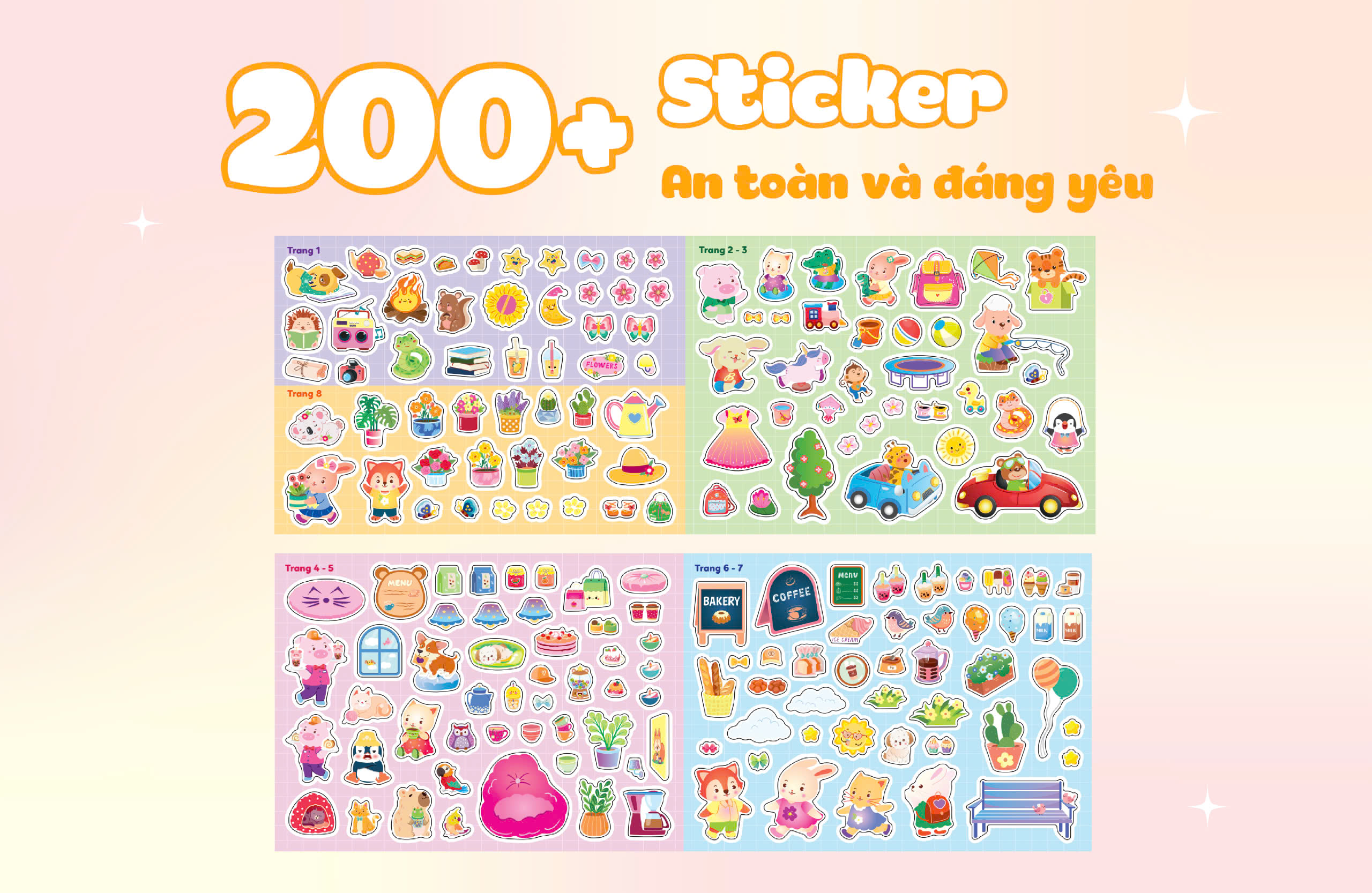 Combo 5 Cuốn Công chúa Cherry - Sách bóc dán sticker cho bé gái