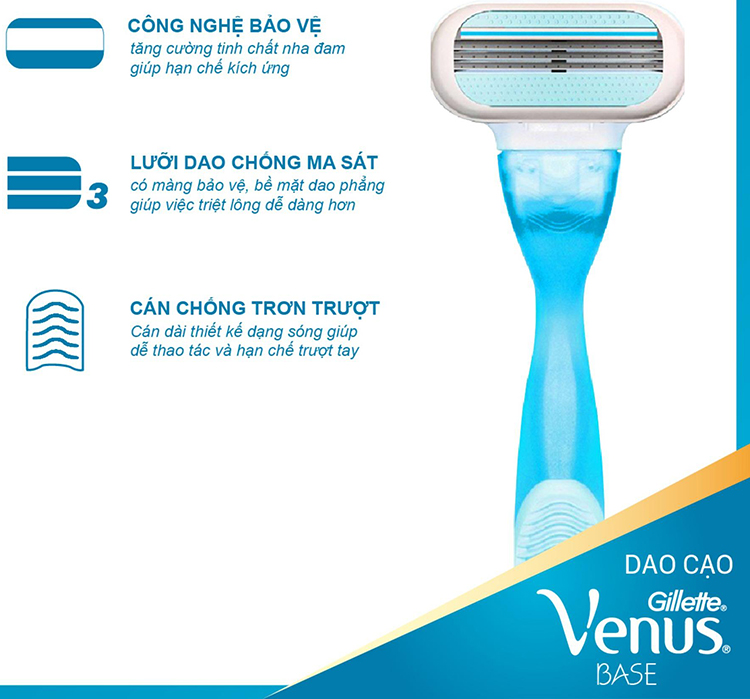 Combo Dao Cạo Gillette Venus Base Cho Nữ (2 Lưỡi / Vỉ)