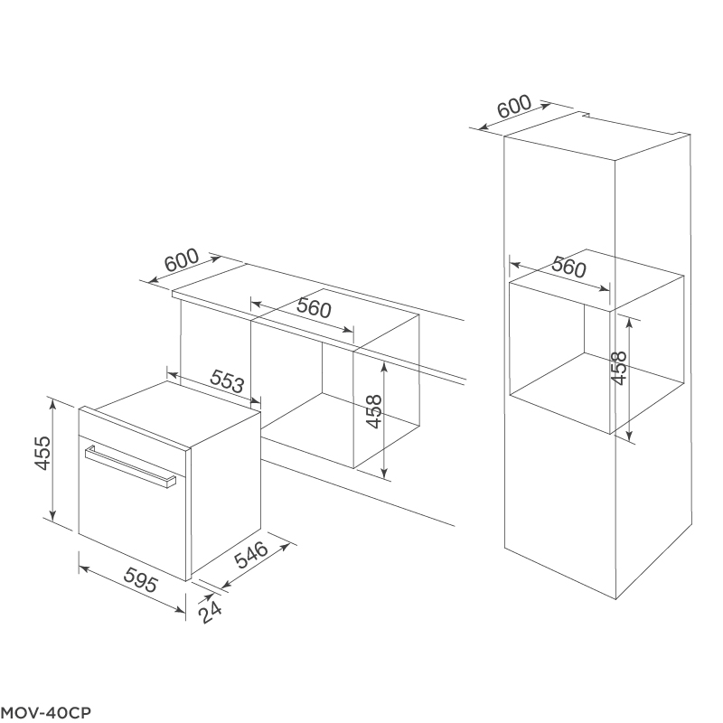 Lò Nướng Âm Tủ Malloca MOV-40CP (40L) - Hàng Chính Hãng