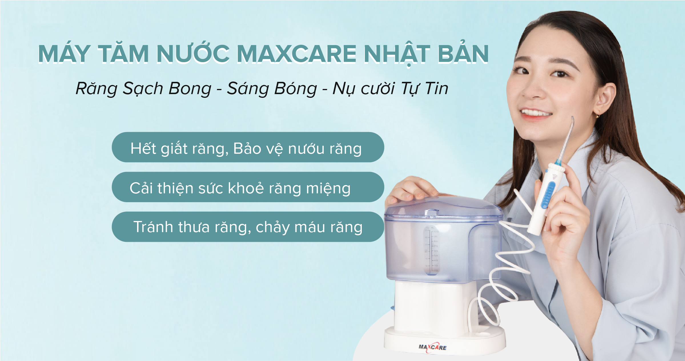 Máy tăm nước gia đình Maxcare Max456L vệ sinh răng miệng