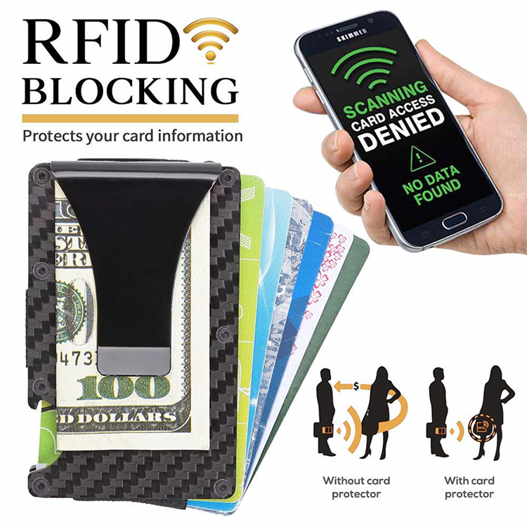 RFID Blocking Bank Credit Card Holder Case Metal Slim Travel Wallet Money Clip